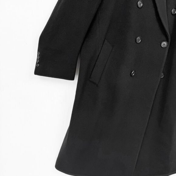 Alfani Trench Coat doble Breasted Black Cashmere & wool Blend size 44R - Picture 2 of 10